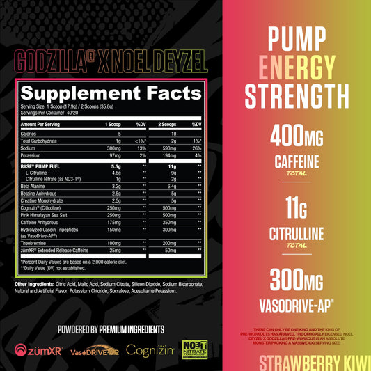 RYSE Godzilla X Noel Deyzel scoop highlights caffeine content for workouts