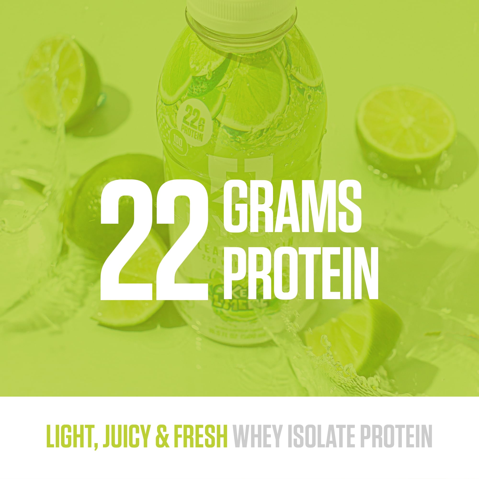 RYSE Key Lime Pie label closeup showcases 100 calories and sugar-free formula.