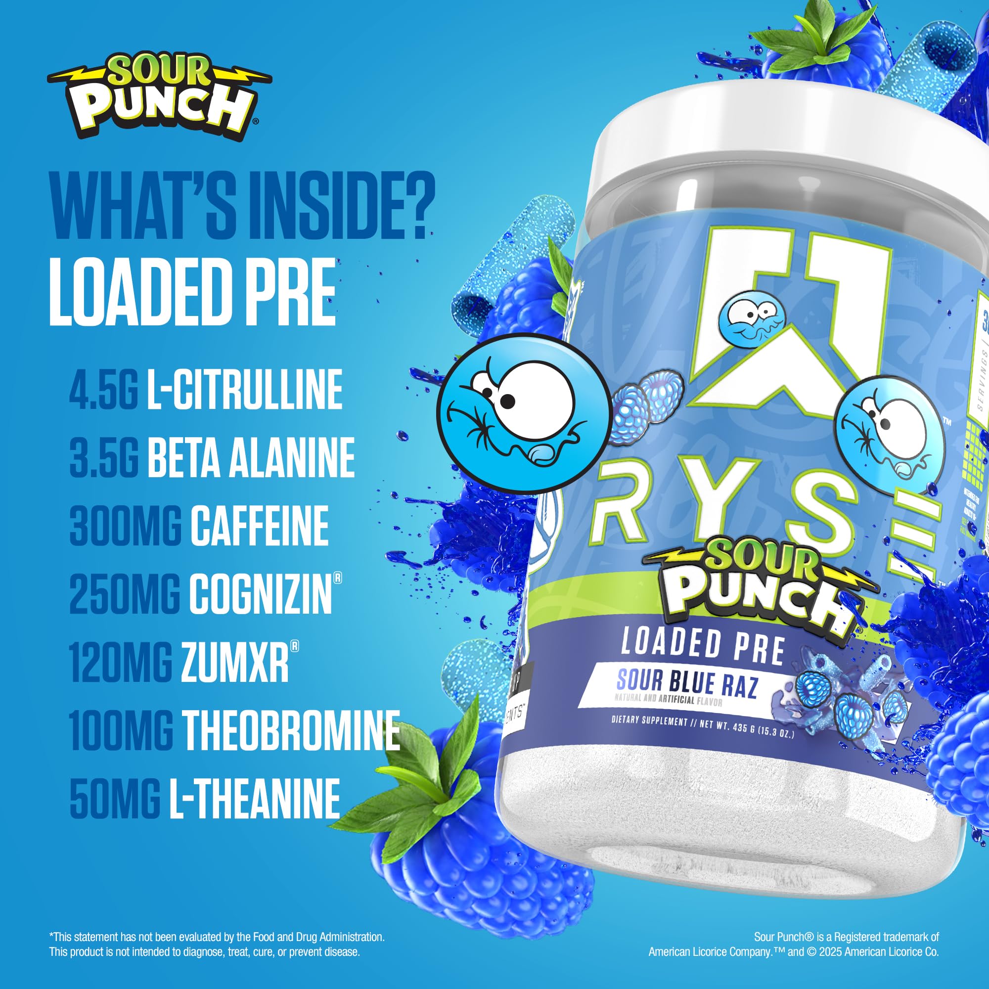 RYSE Loaded caffeine energy blend for a quick and sustained boost.