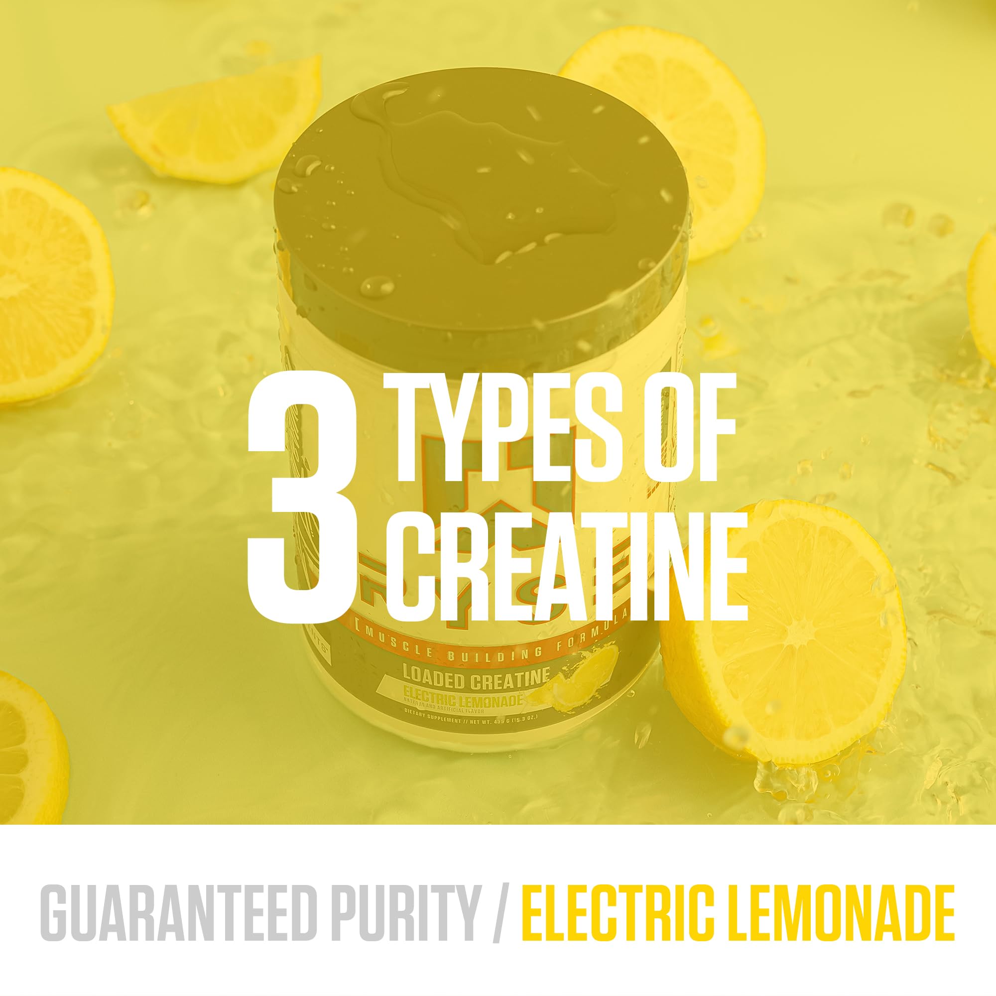 Close-up of ingredient label on RYSE Loaded Creatine Electric Lemonade