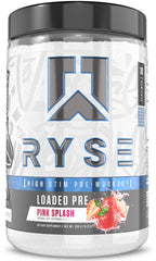 RYSE Loaded Pink Splash bottle front ready for an intense workout