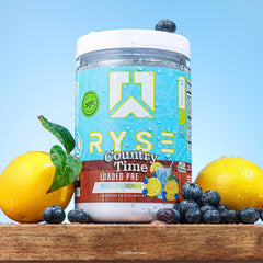 RYSE Loaded energy bottle with bold label illustrating 300mg caffeine for steady focus