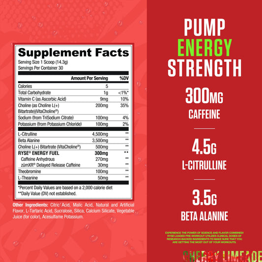 RYSE scoop image showing 4.5 g Citrulline for better pump