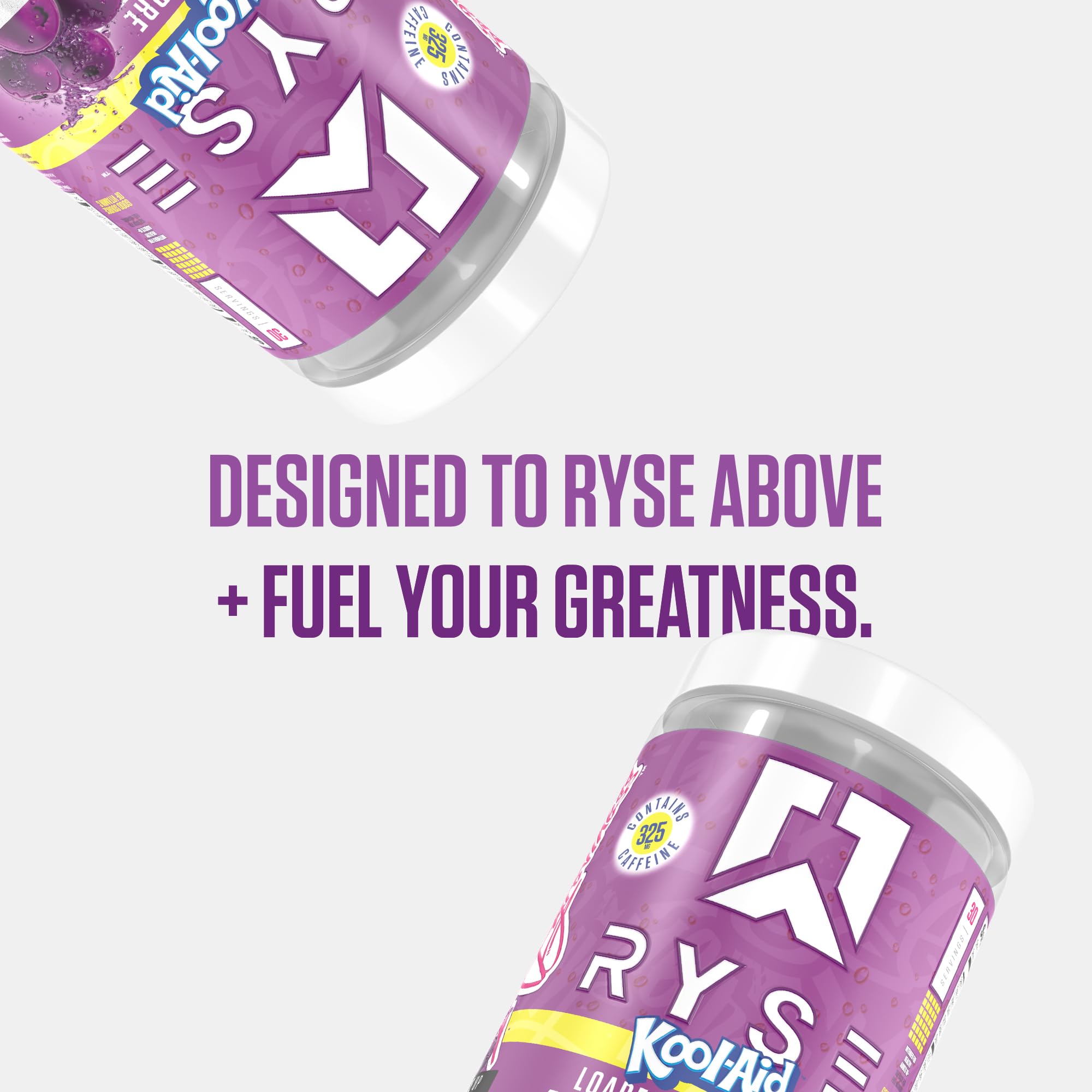 Graphic of ingredients for RYSE Loaded Pre Workout Kool-Aid Grape