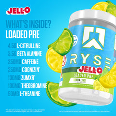 RYSE Loaded energy-graph image suggests over 300mg caffeine with smooth focus.
