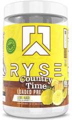 RYSE Loaded Pre Workout Lemonade tub ready for high-energy training.