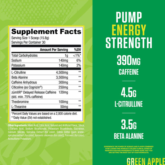 RYSE Loaded Pre Workout powder scoop ready to measure precise serving.
