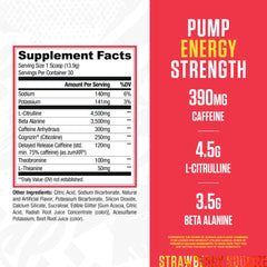 RYSE Loaded Pre Workout Strawberry Squeeze pour shows ready-to-mix energy