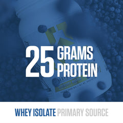 Glass of RYSE Loaded Protein Blueberry Muffin shake with rich flavor