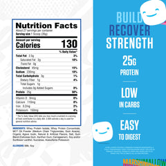 RYSE label closeup highlights premium whey blend and prebiotic fiber for digestion