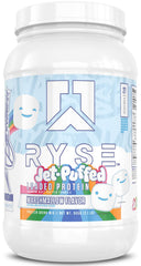 RYSE Loaded protein tub showing Jet-Puffed Marshmallow flavor for post-workout recovery