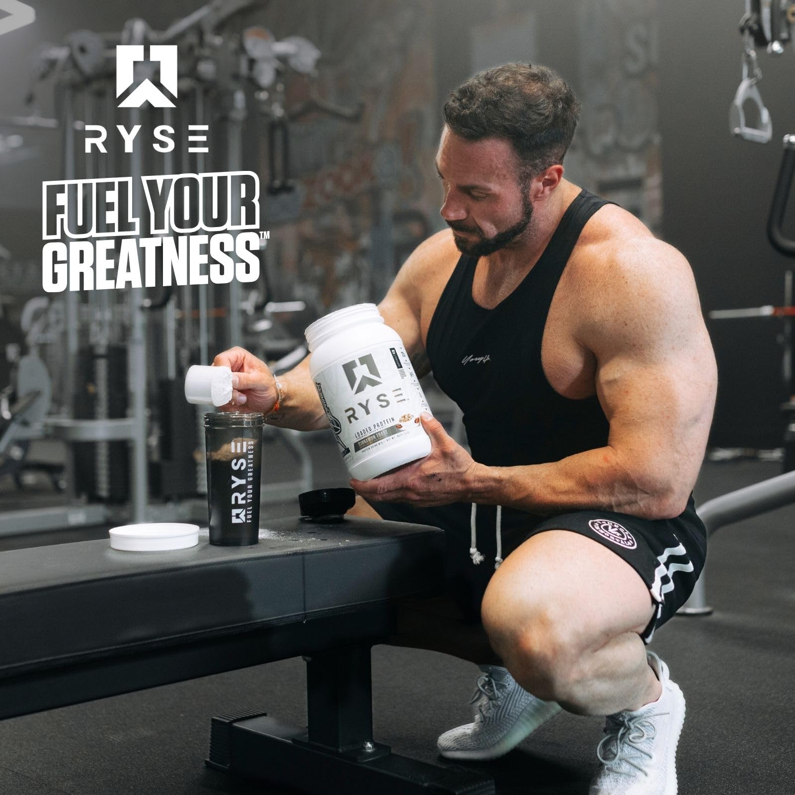 RYSE Loaded Protein tub displays 54 servings for ongoing fitness fueling