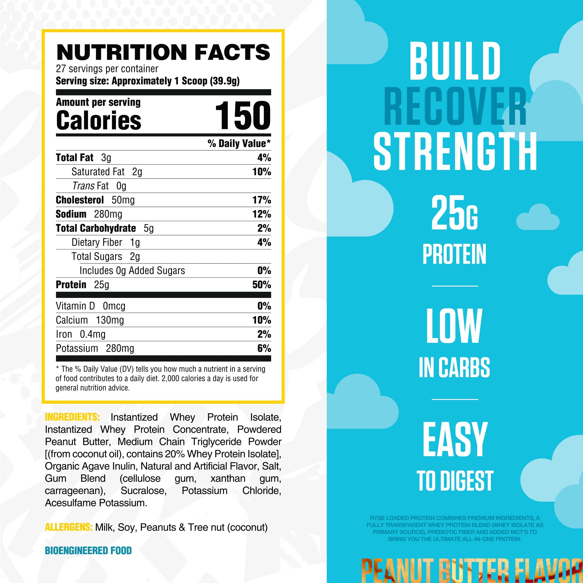 RYSE Loaded Protein scoop added to shake for quick protein intake.