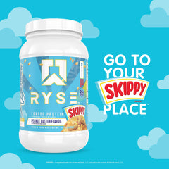 Glass of RYSE Loaded Protein shake with a frothy, enjoyable texture.