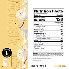 RYSE Loaded Protein Vanilla Ice Cream scoop dispensing for easy serving