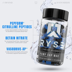 RYSE label close-up showcasing key ingredients for nitric oxide support and endurance