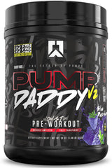 RYSE Pump Daddy V2 blue raspberry bottle ready for a high-pump workout
