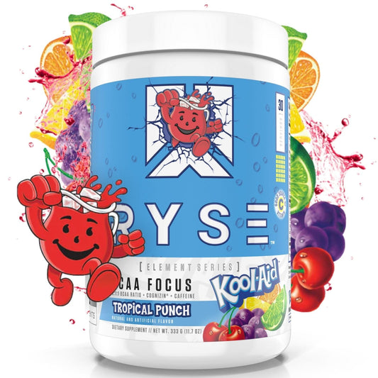RYSE Up BCAA Focus Powder bottle pour supports hydration during workouts