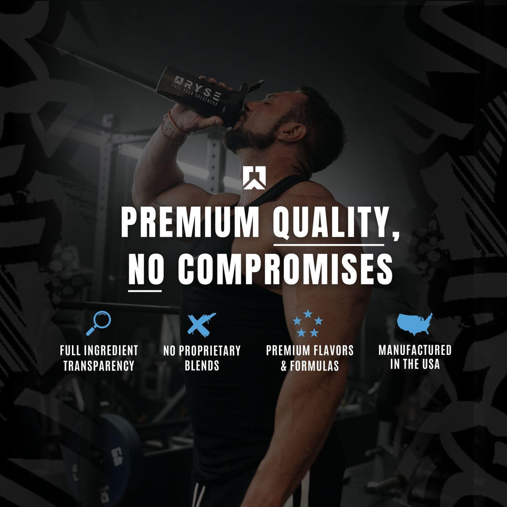 RYSE Up BCAA Focus Powder mixed in water for clean energy