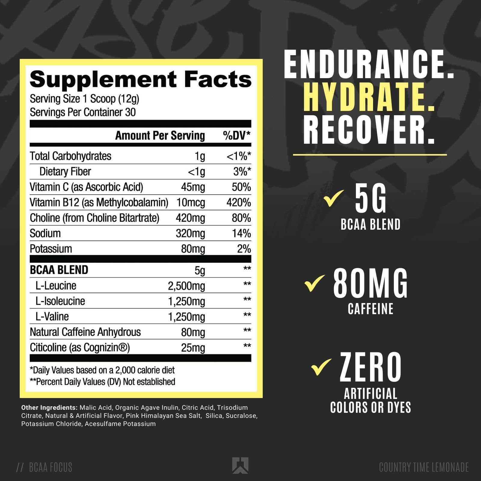 RYSE Up BCAA Focus powder scoop ready to mix for workouts