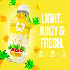 RYSE Clear Protein Drink pour into a glass after workout for refreshment.