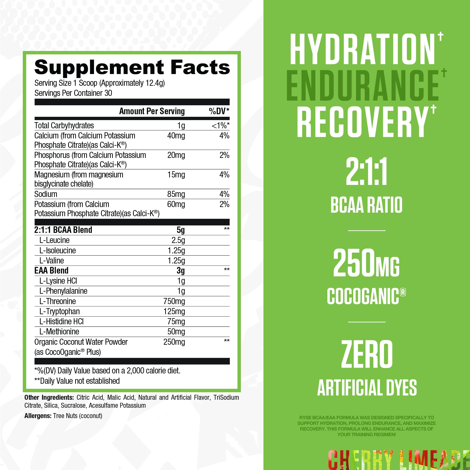 RYSE BCAA EAA powder dissolving in glass for pre- or post-workout hydration