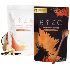 RYZE Dark Roast coffee cup with bold aroma for a focused morning.