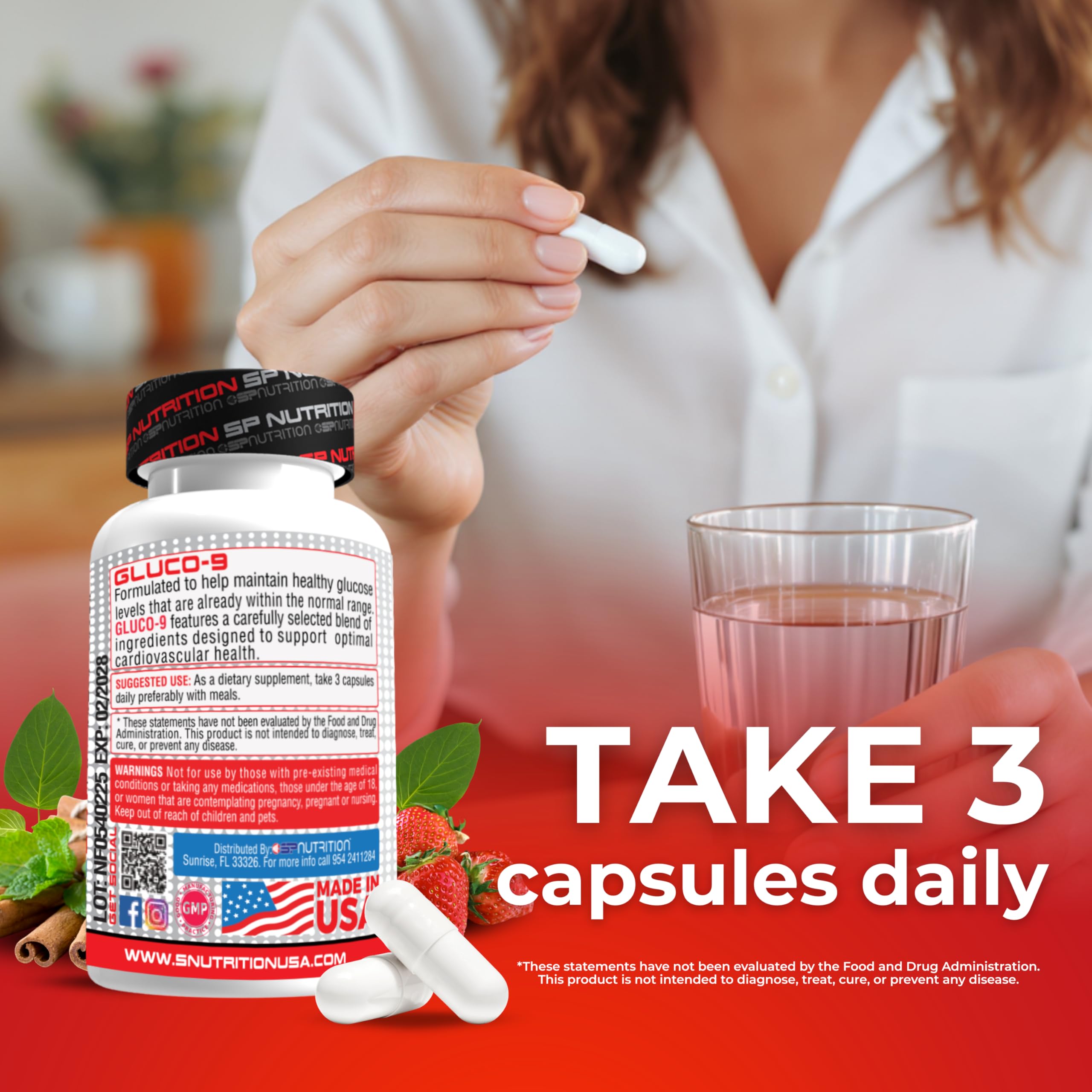 S Nutrition Gluco 9 bottle pour conveys easy, on-the-go use