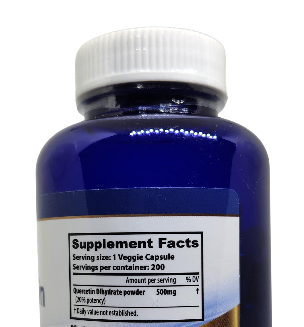 S SUPERIOR HEALTH Quercetin 500mg purity label indicates third-party testing.