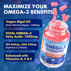 Saajoor vegan Omega-3 gummies orange-flavored, offering a fresh taste