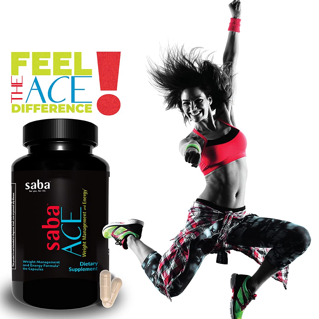 Saba ACE label illustrating caffeine and greenselect phytosome ingredients