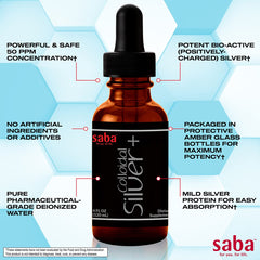 Saba Colloidal Silver gluten-free formulation packaging