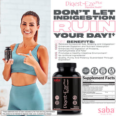 Saba Digestive-EZE Plus Betaine HCl detail supports digestion.