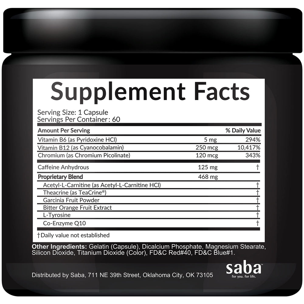 Saba Skinny 5000 bottle label emphasizes quality and USA-made.