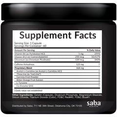 Saba Skinny 5000 bottle label emphasizes quality and USA-made.