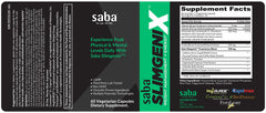Saba SlimGenix bottle text and logo on a bright background.