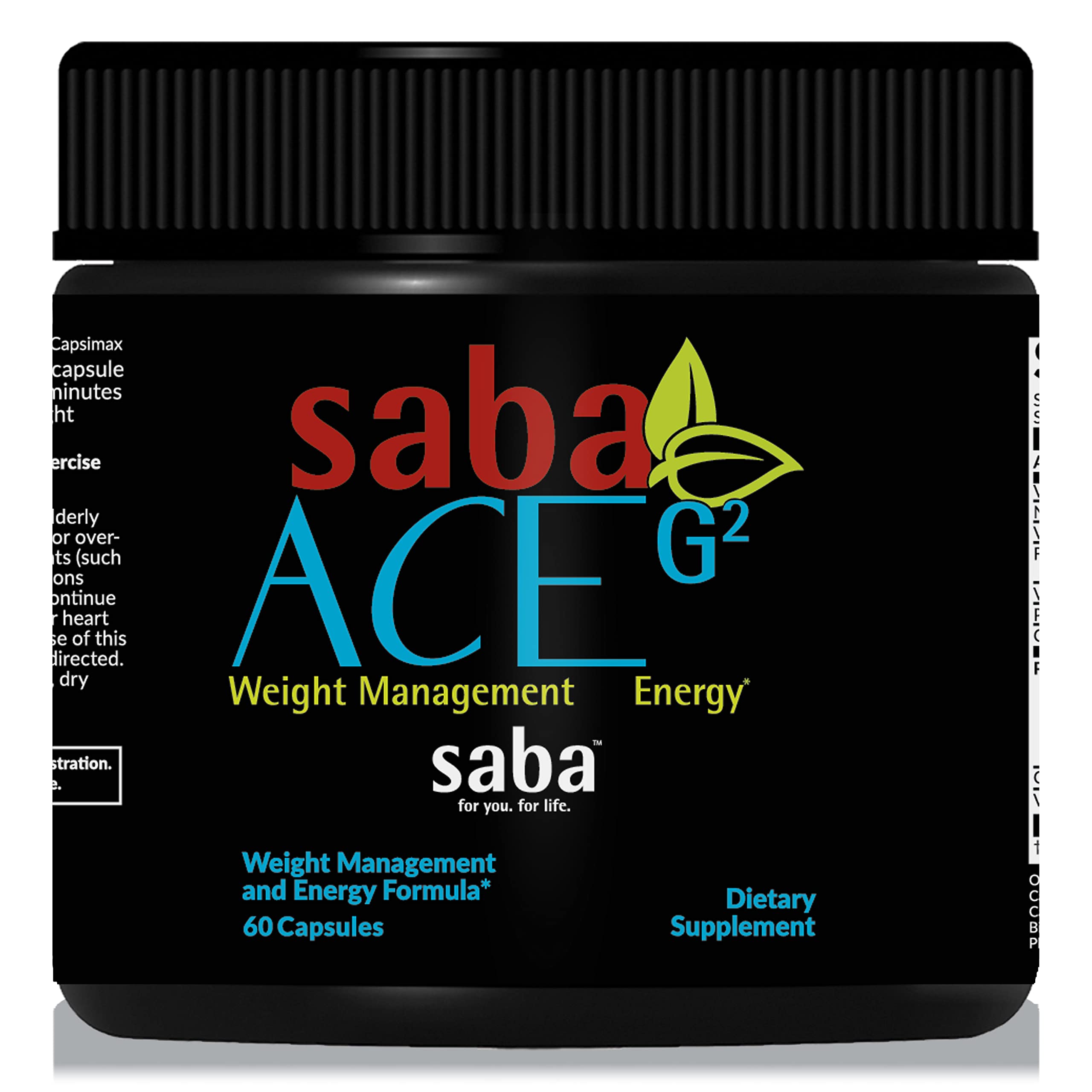 Saba ACE G2 bottle front showing sleek design for on-the-go energy and focus