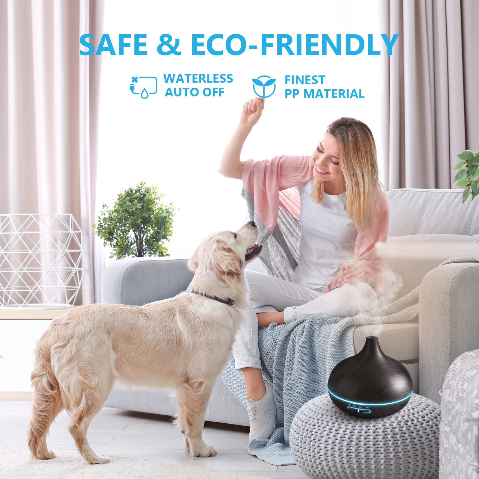 SACATR ultra-quiet diffuser operating quietly at night