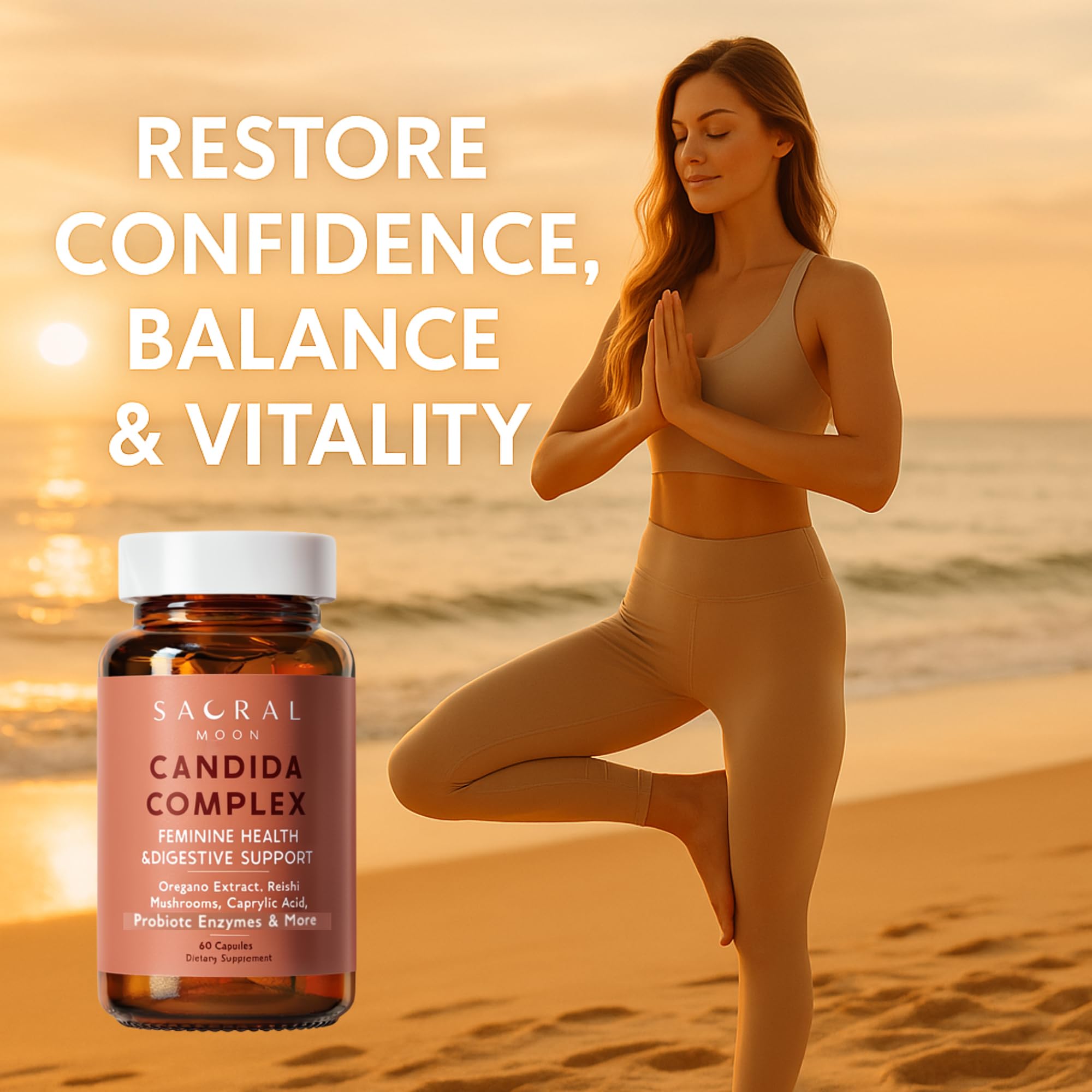 SACRALMOON Candida Cleanse oregano oil image emphasizing natural plant support