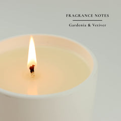 Minimalist white jar of Sacred Divine 444 candle with clean design details.