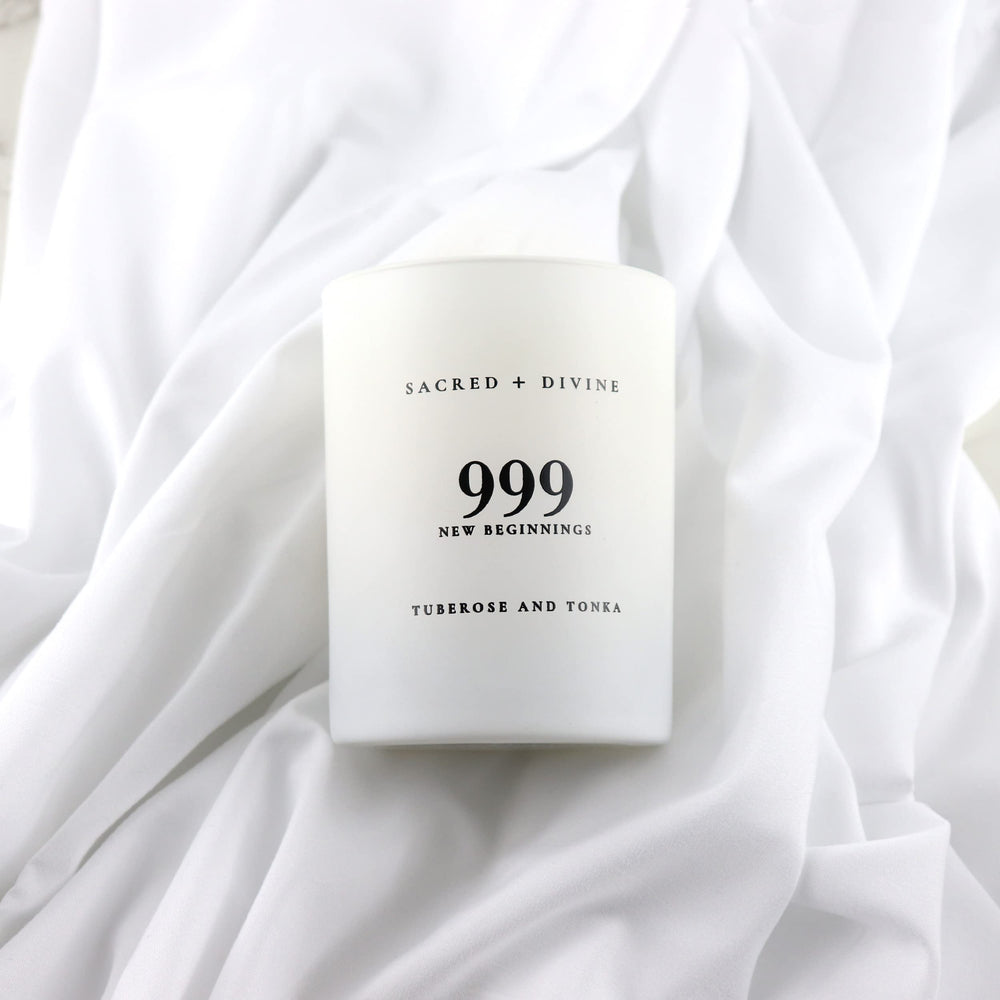 Sacred + Divine 999 soy coconut wax blend clean burn