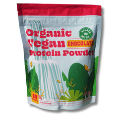 Sacred Lotus vegan protein powder bottle with chocolate flavor for clean post-workout recovery.