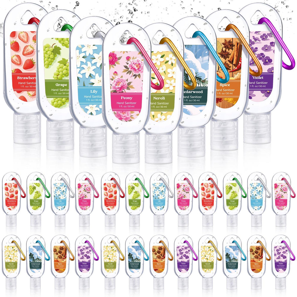 Sacubee 24-pack scented hand sanitizer keychains, compact set for travel and gifting