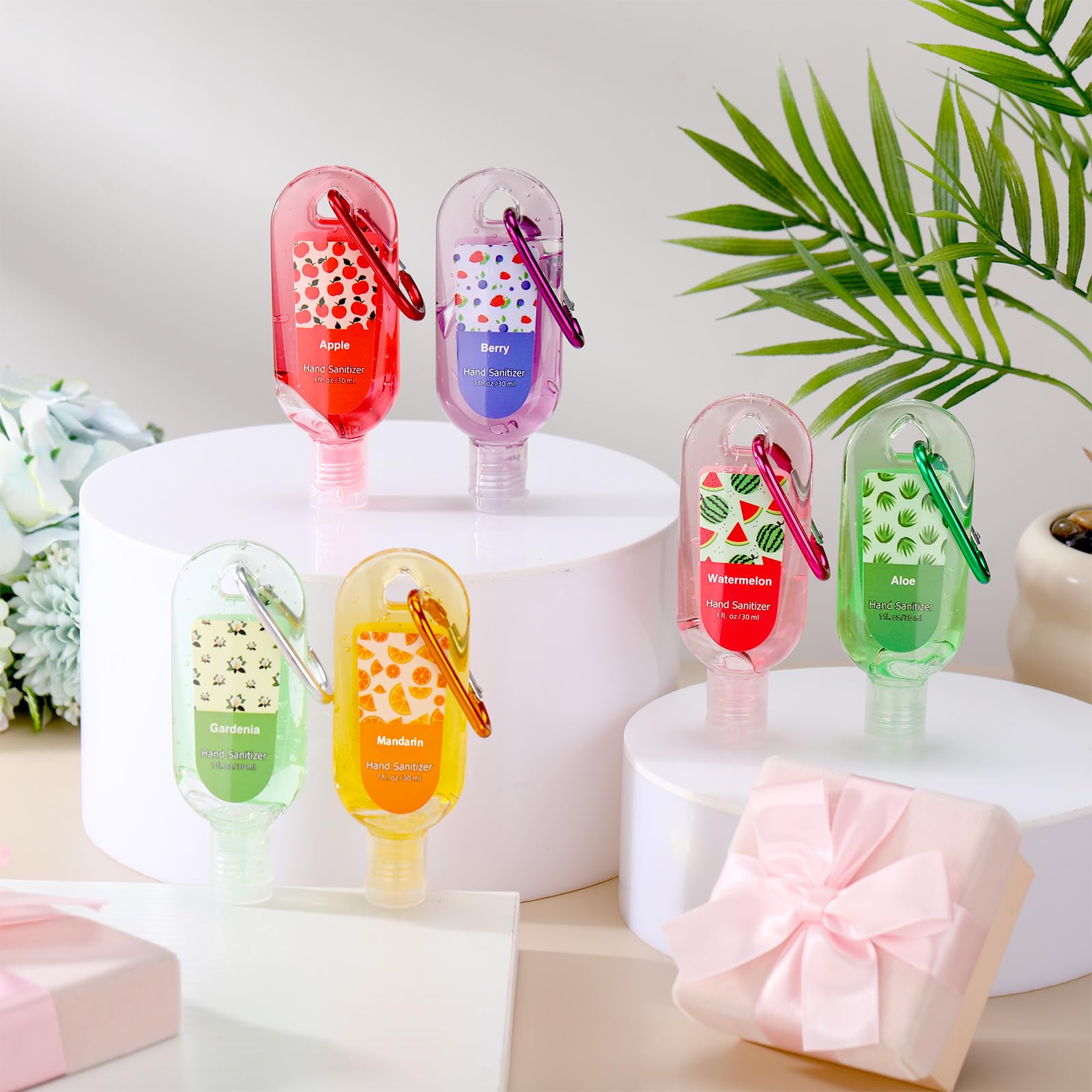 Sacubee rose scented hand sanitizer keychain with floral note