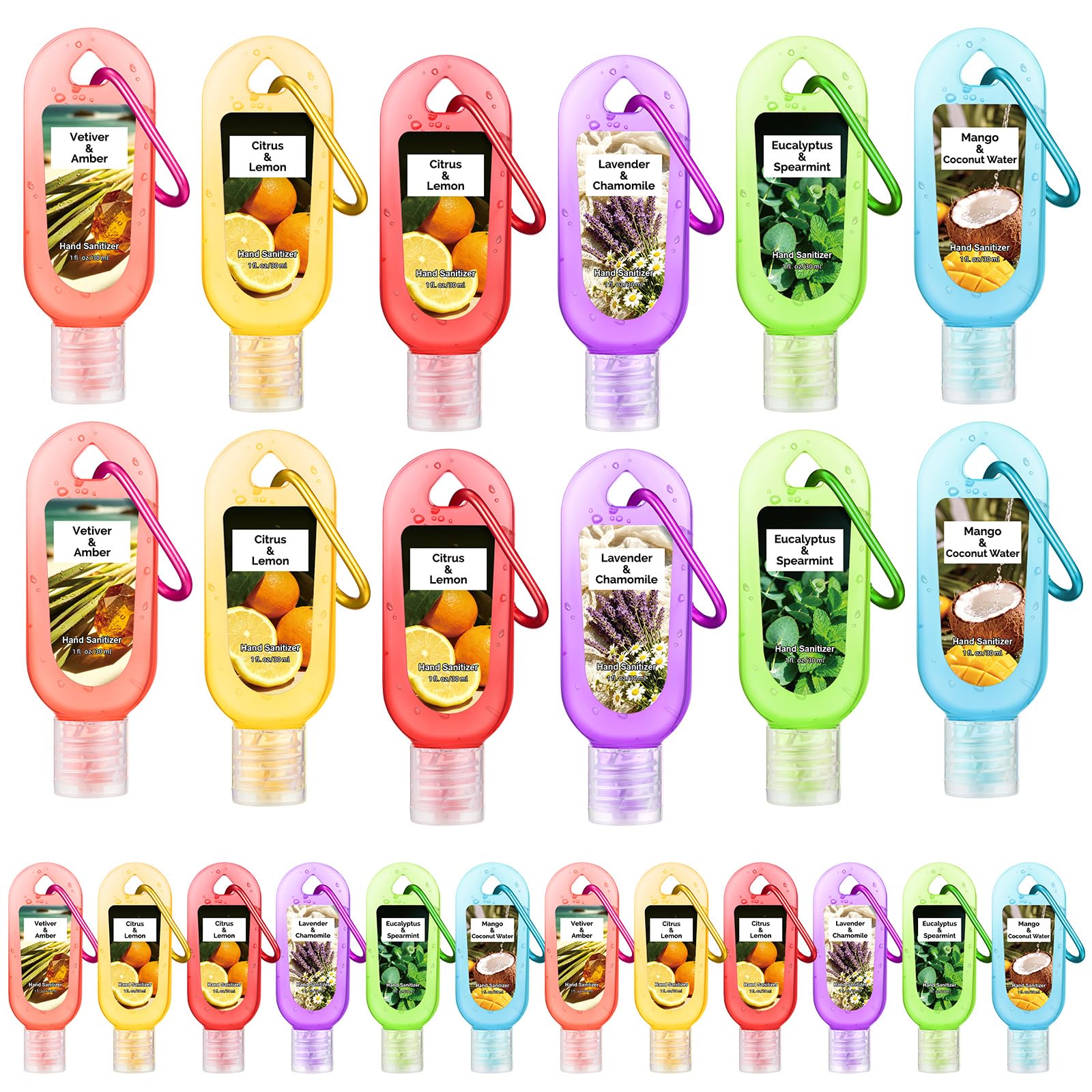 Sacubee 24 pack hand sanitizer keychain set for on the go cleansing