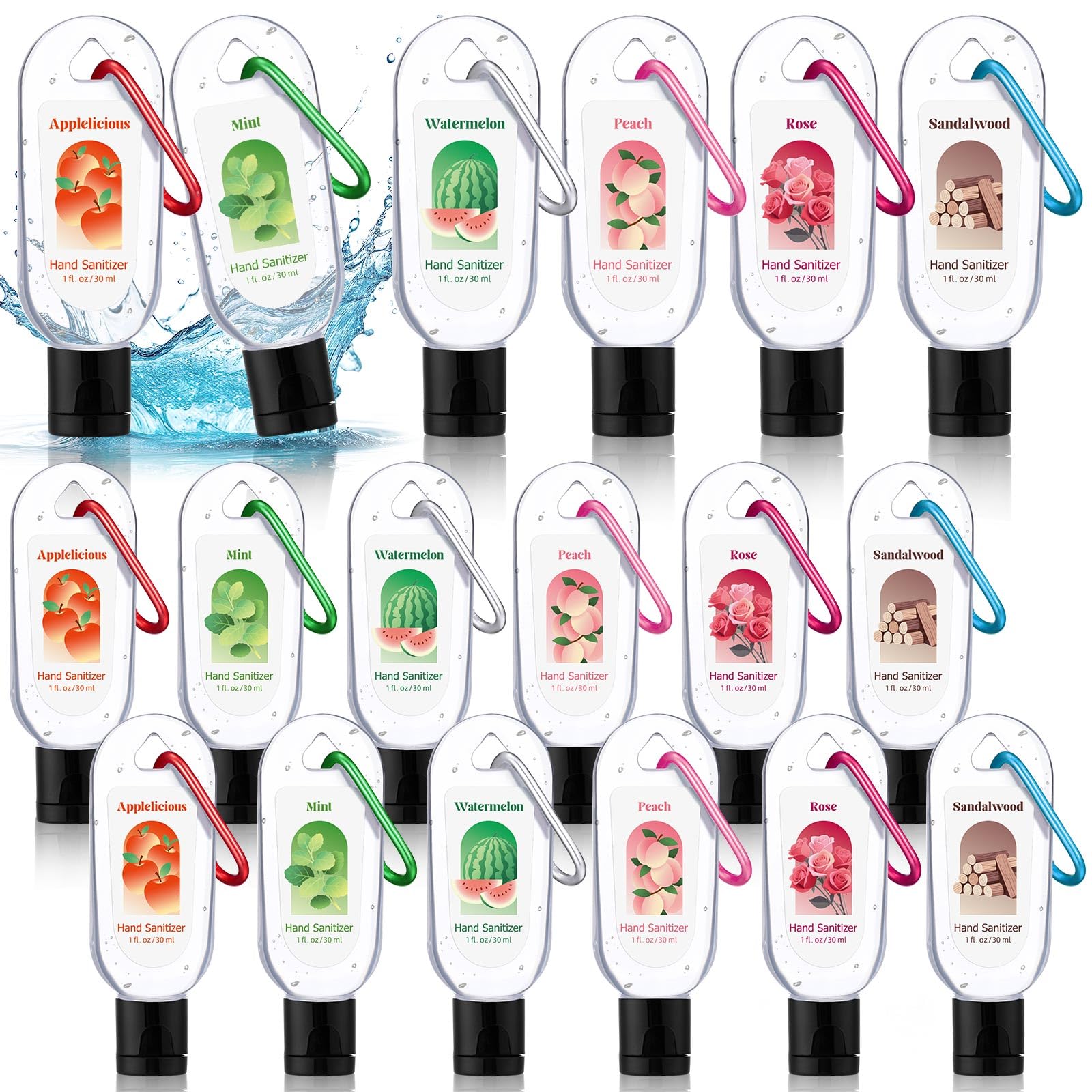 Sacubee 24-pack hand sanitizers with keychain for on-the-go hygiene