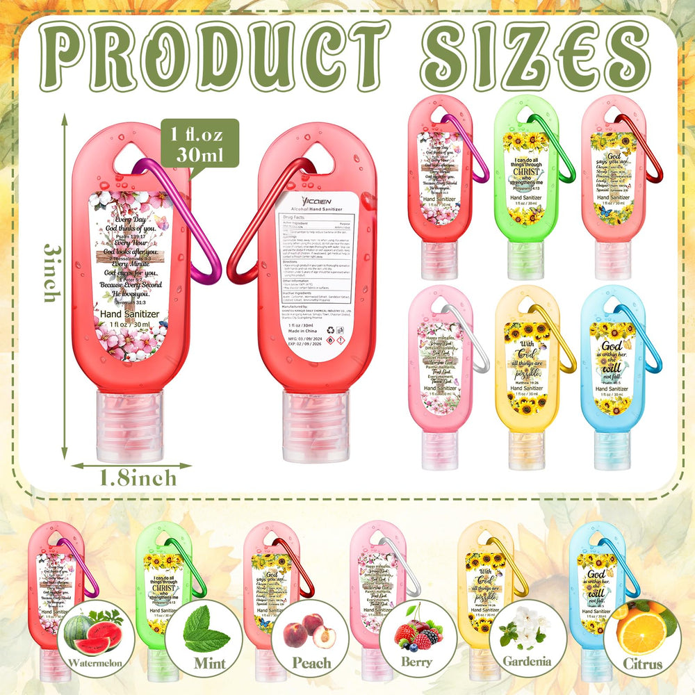 Sacubee Bible verse hand sanitizer keychain in green mint scent for quick refreshment.
