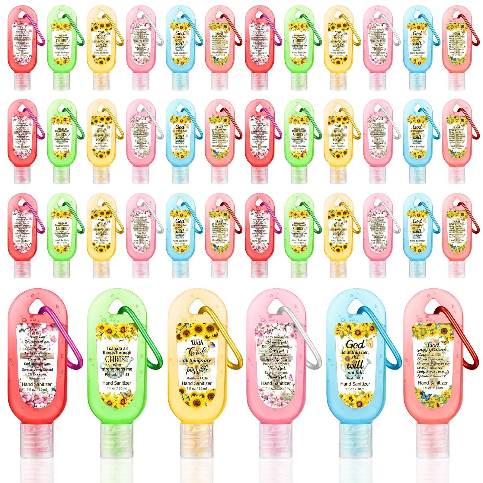 Sacubee Bible verse hand sanitizer keychain in pink lavender, portable on-the-go cleansing.