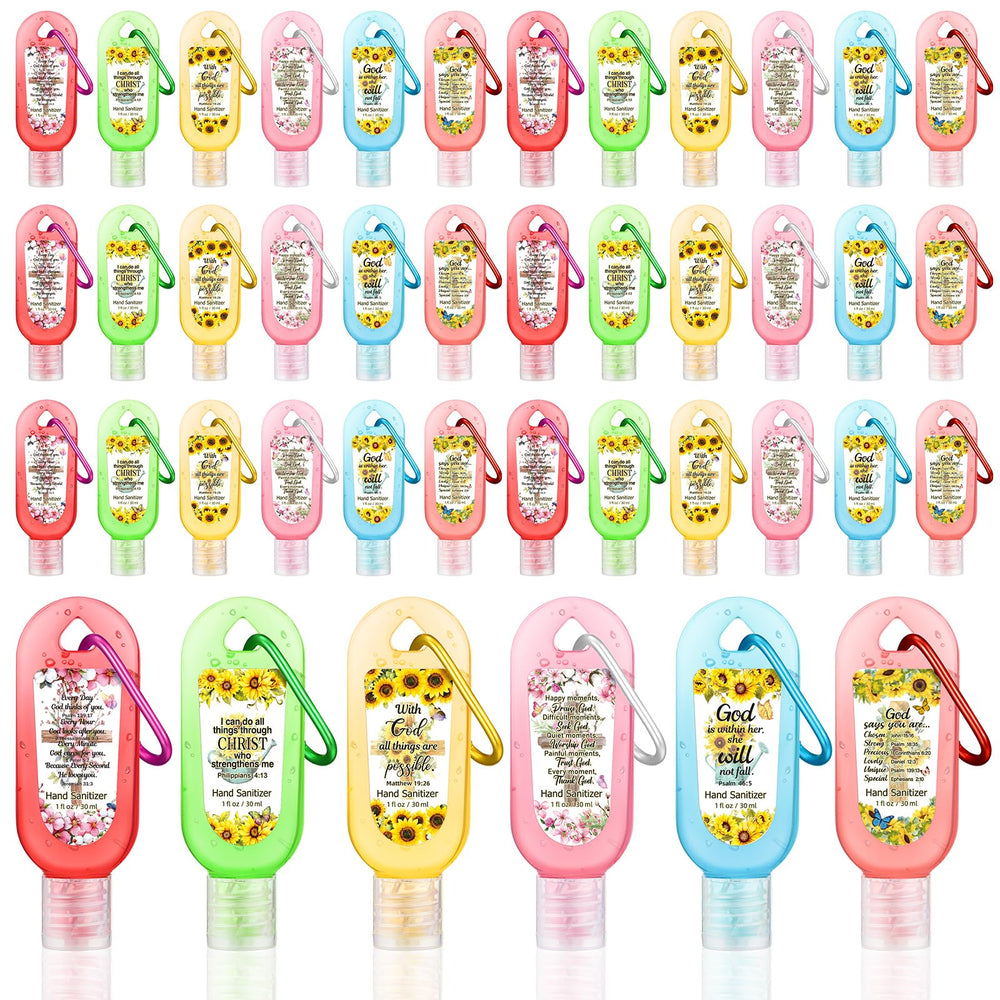 Sacubee Bible verse hand sanitizer keychain in pink lavender, portable on-the-go cleansing.