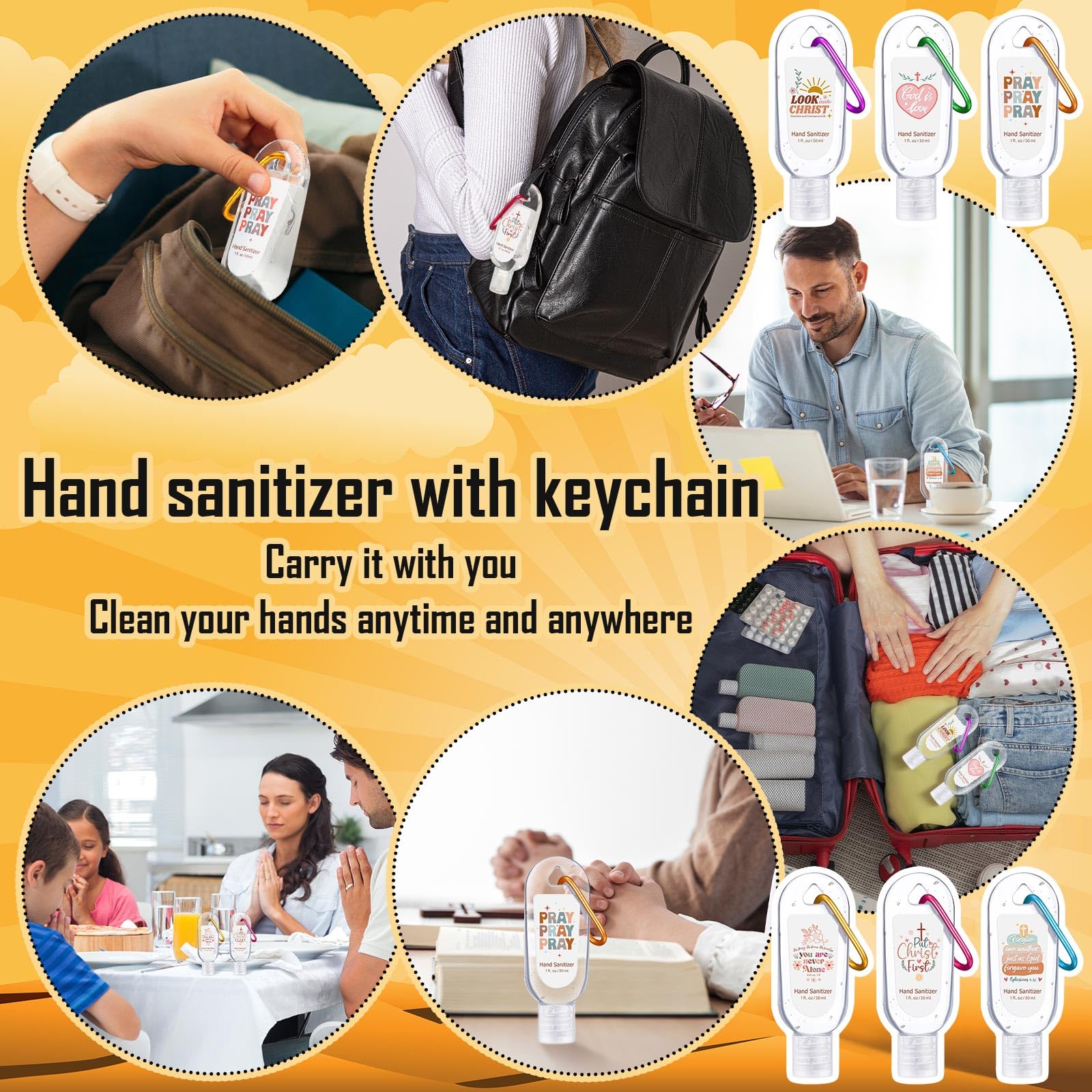 Sacubee light orange scent sanitizer keychain for festive days.